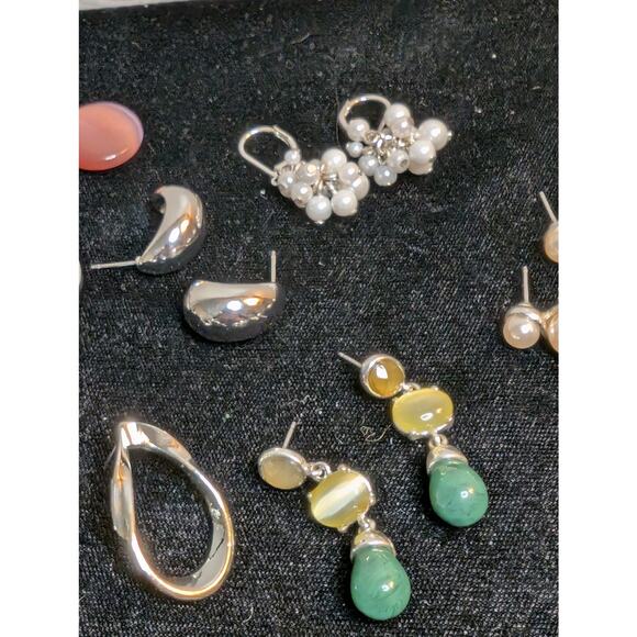 Ten Pair of Silver Tone Earring Jewelry Lot - Picture 7 of 9